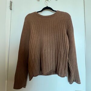 Sonoma Brown Ribbed Crew Neck Sweater